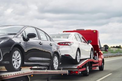 tow truck with broken car