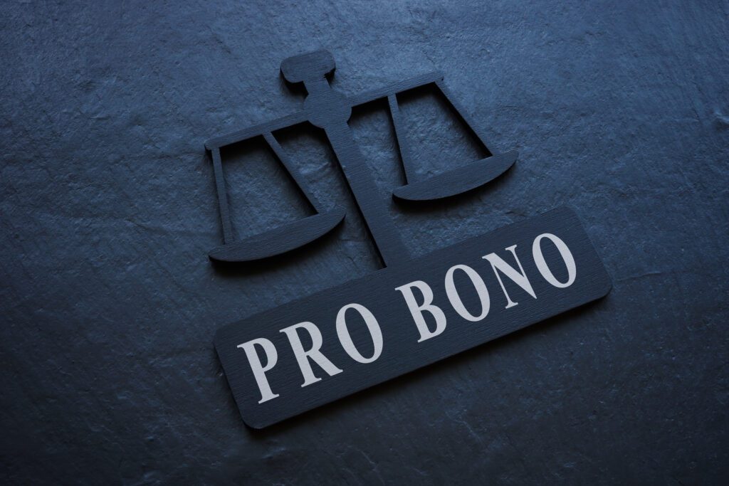 Inscription Pro bono on the plate in the form of scales. pro bono illinois