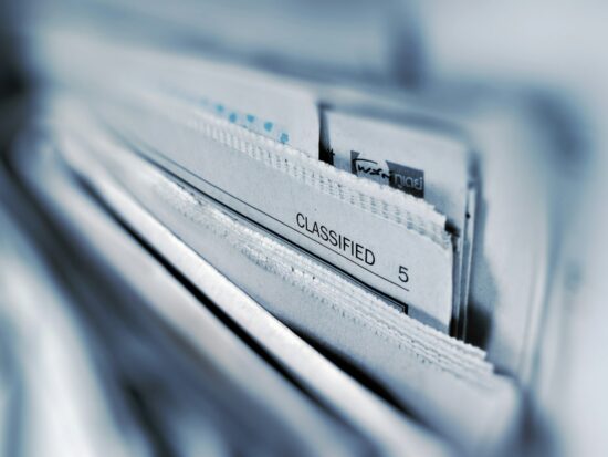 Classified newspaper page