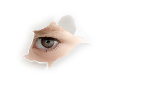 Eye peeking through a hole representing hidden camera privacy violations